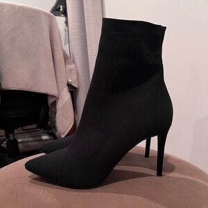 Steve Madden - Black Pointed Toe Sock Boots Size 9
